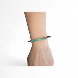 Blue Green Scale Wire-Wrapped Cuff Bracelet - Women Jewelry